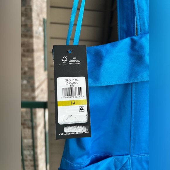 Karl Lagerfeld Blue and Gold A-Line Mini Dress - Picture 15 of 17